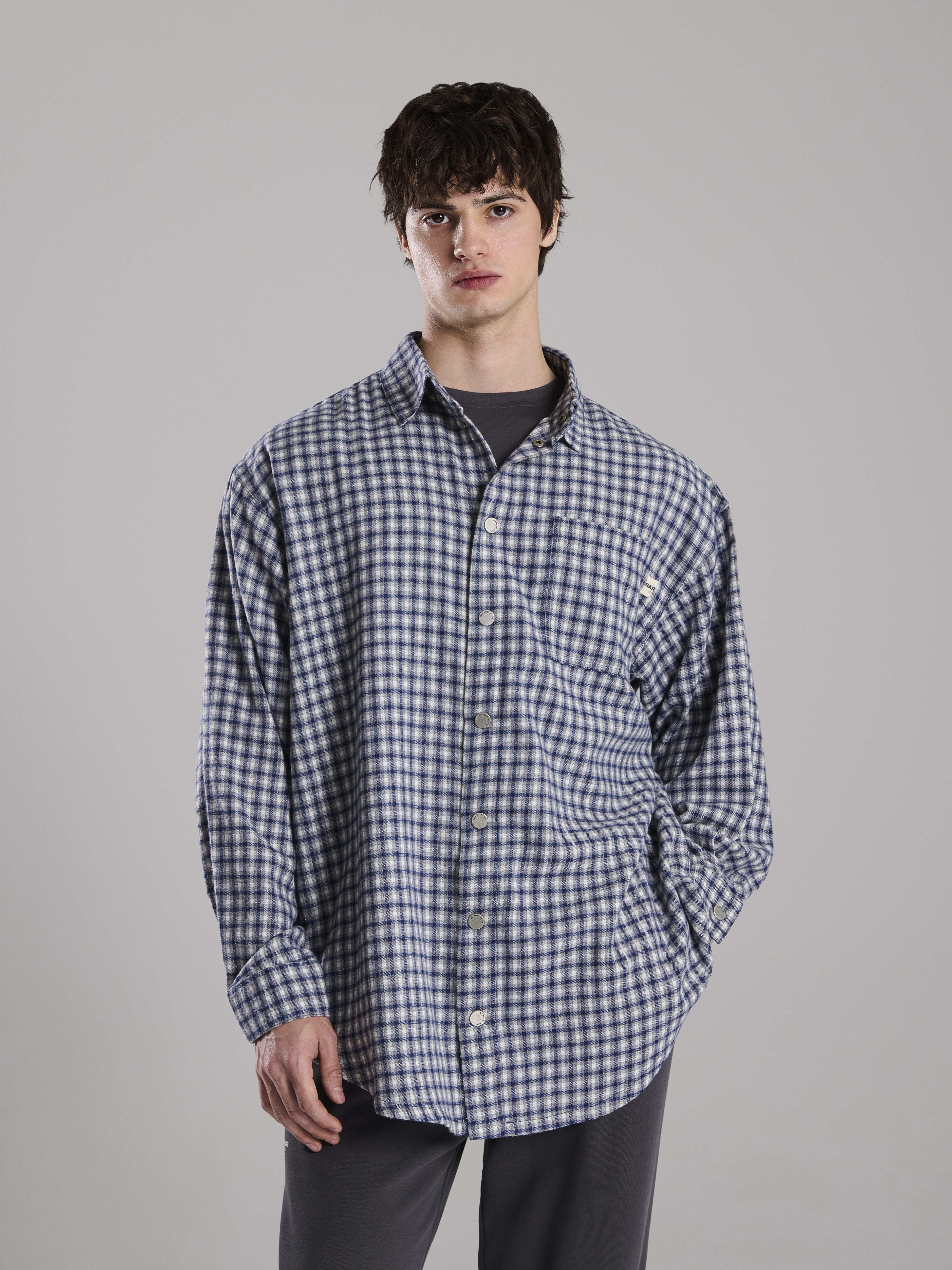 Checked shirt blue square