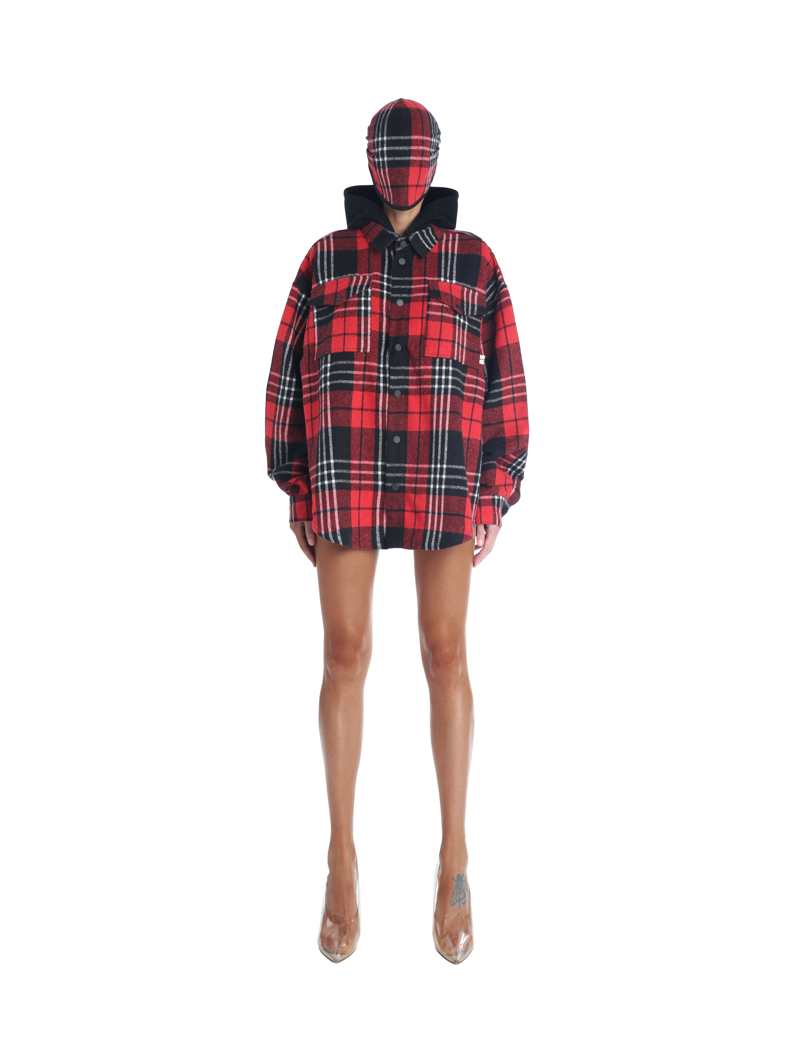 Checked shirt with hoodie
