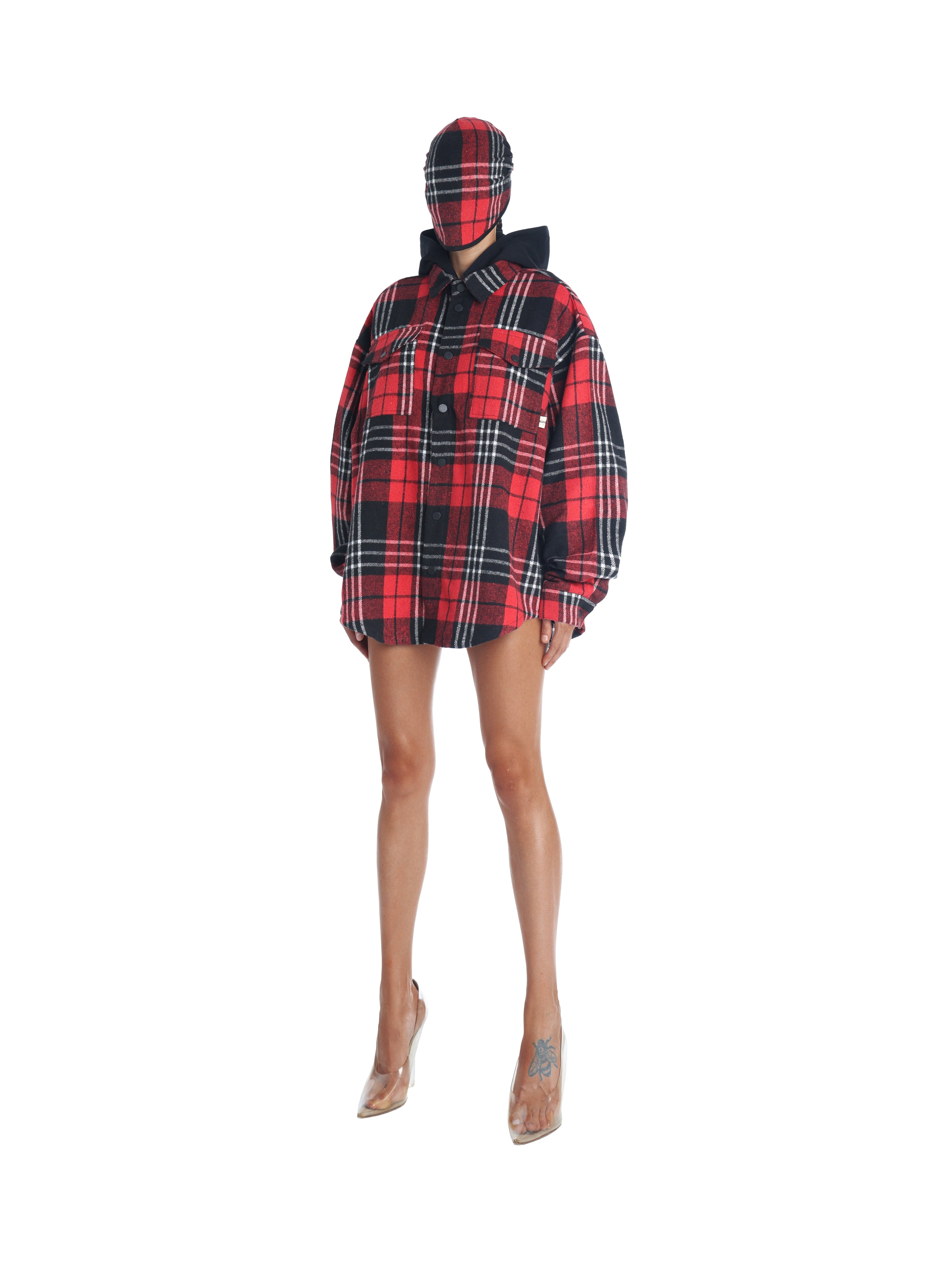 Checked shirt with hoodie