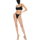 Basic black top + micro thong with rings set