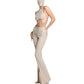 LACE-UP FLARED PANTS SAND