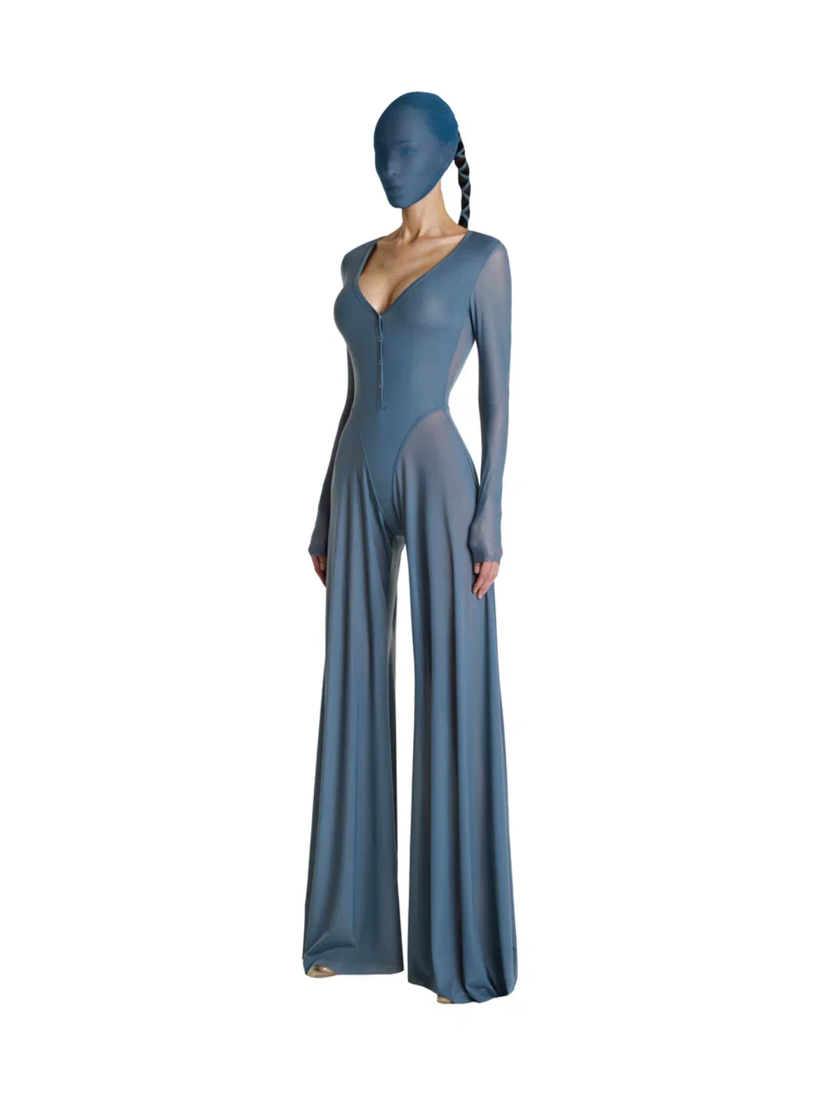 Flared Mesh Jumpsuit