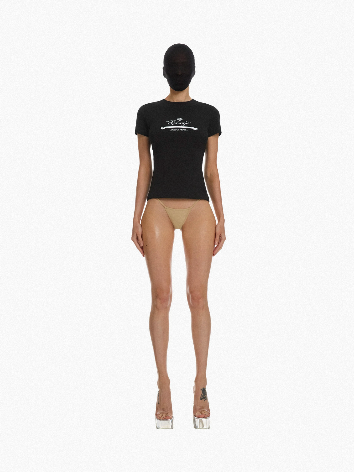 LONG BLACK T-SHIRT WITH WHITE PRINT